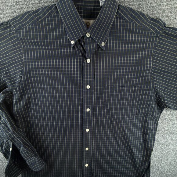 Viyella Green Blue Check Button Up Shirt Medium Cotton USA Made Long Sleeve - Picture 1 of 15